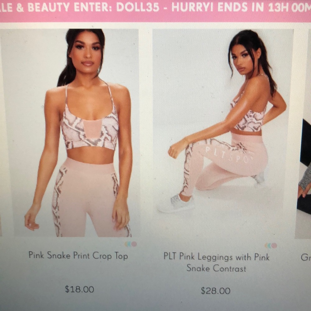 PLT Pink Snake Print Active Set